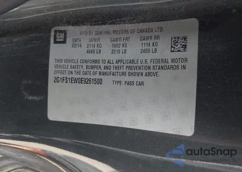 2014 Chevrolet Camaro 1Ss from USA, damaged, VIN 2G1FS1EW0E9261500